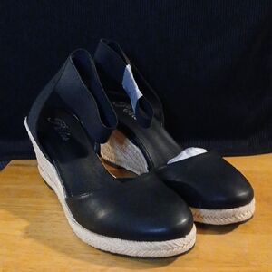 Black Espadrille Wedge Shoes